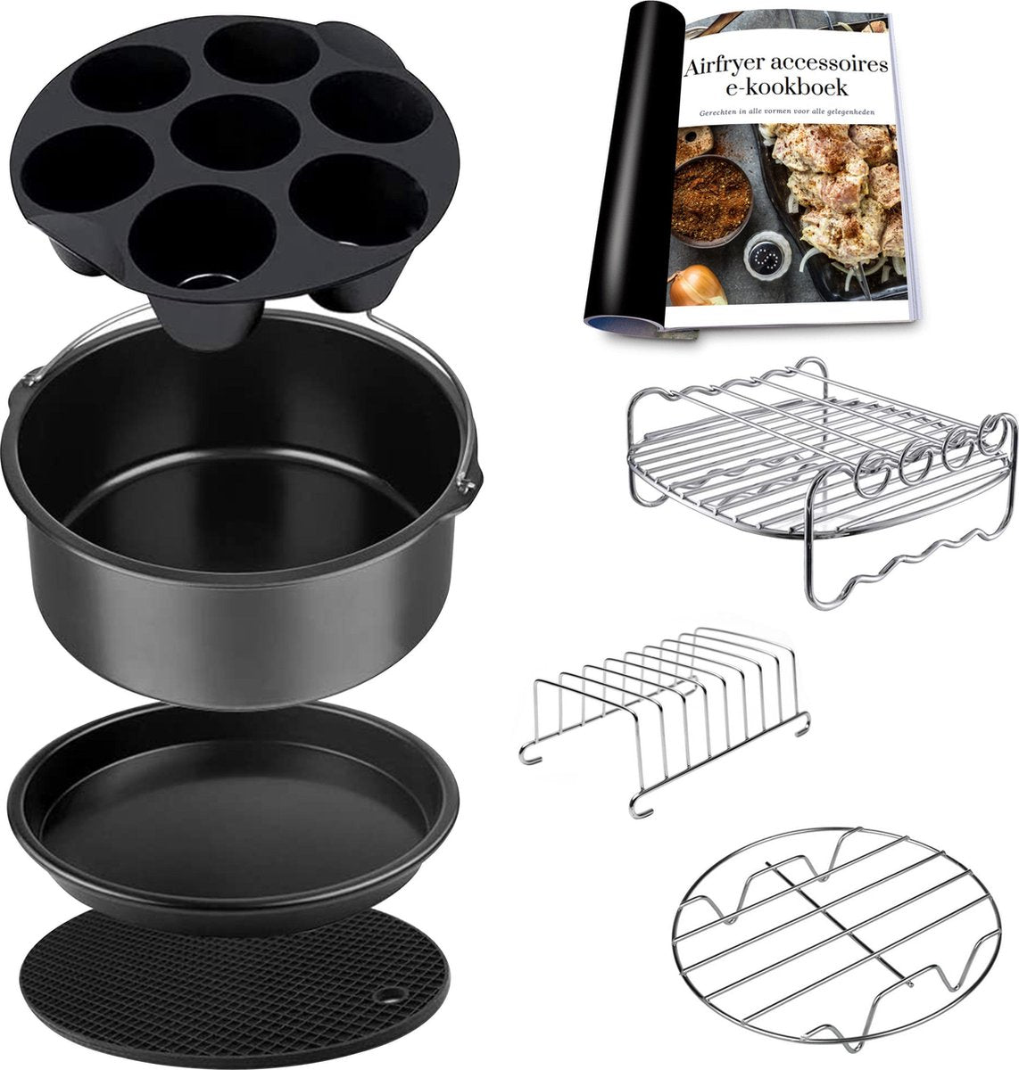 Somstyle Airfryer Accesoires Set - Heteluchtfriteuse accessoires voor Philips XL en XXL - ⌀ 20 cm