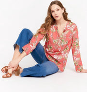 Blouse met tropische print - Roze