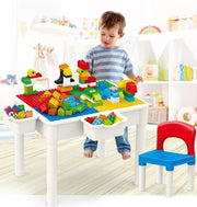 Kindertafel met 2 Stoeltjes 4 Bakjes en 138 Bouwblokken - Blokkentafel - Speeltafel - Watertafel en Zandtafel - Blokken Tafel Kinderen - Constructie Speelgoed Jongens en Meisjes 2
