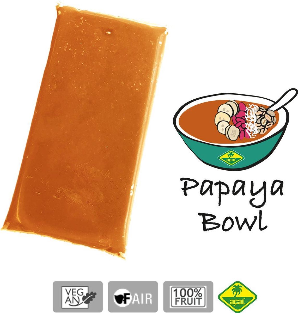 Papaya - Bevroren fruit puree (pulp) - Acai fine fruits club - puree 4 Kg (40 x 100 g)