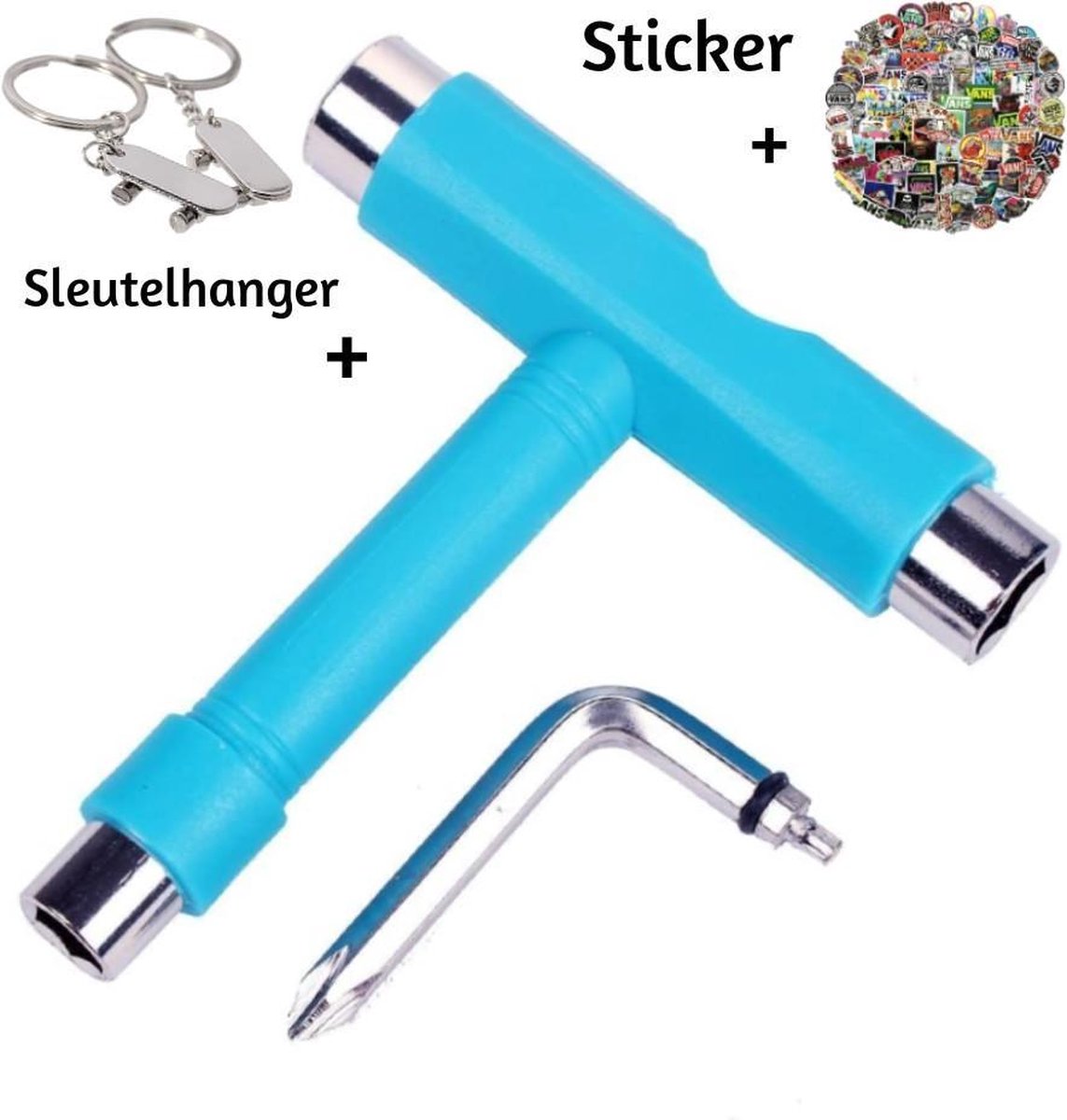LJP - Skate Tool - Skateboard Tool - skatetool - Blauw - T-Tool - Skateboard - Penny Board - Longboard - Skateboard sleutel