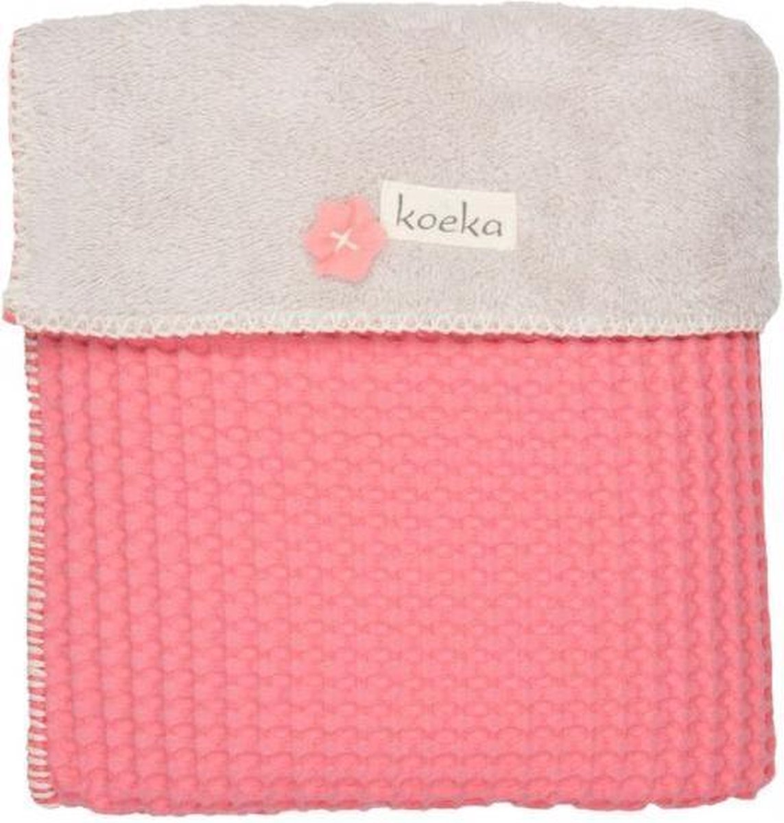 Koeka - Wiegdeken wafel/teddy Oslo -  75x100 - tea rose/pebble
