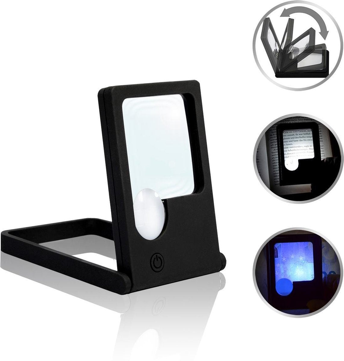 led zakloep leesloep met statief   2 led koud wit 1 UV-licht   2