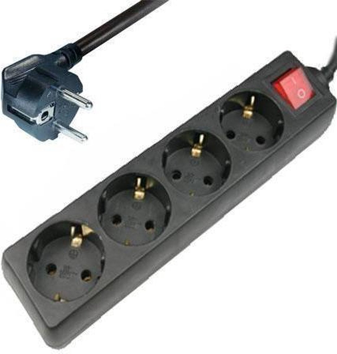 Techtube Pro - Stekkerdoos 4 voudig - Zwart - 1.5 meter