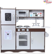Houten Kinderkeuken bruin Feda- Speelkeuken - Grote houten Keukenset - Kinder Speelgoed Keuken - Compleet -kinderkeukentje - kinderkeuken met accessoires set