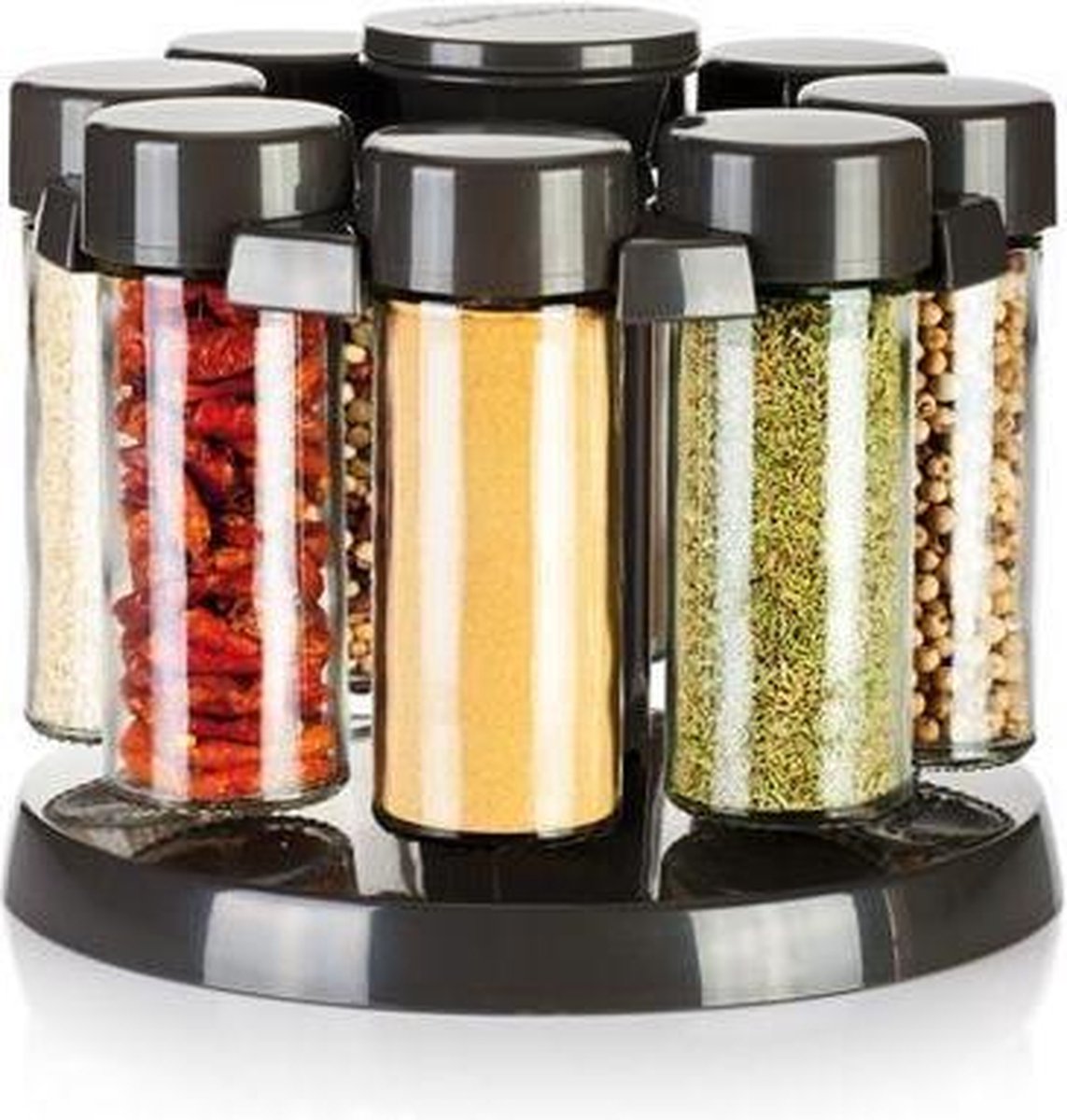 Tescoma - TE657066 - Kruidencarrousel - 8 potjes - antraciet - Season
