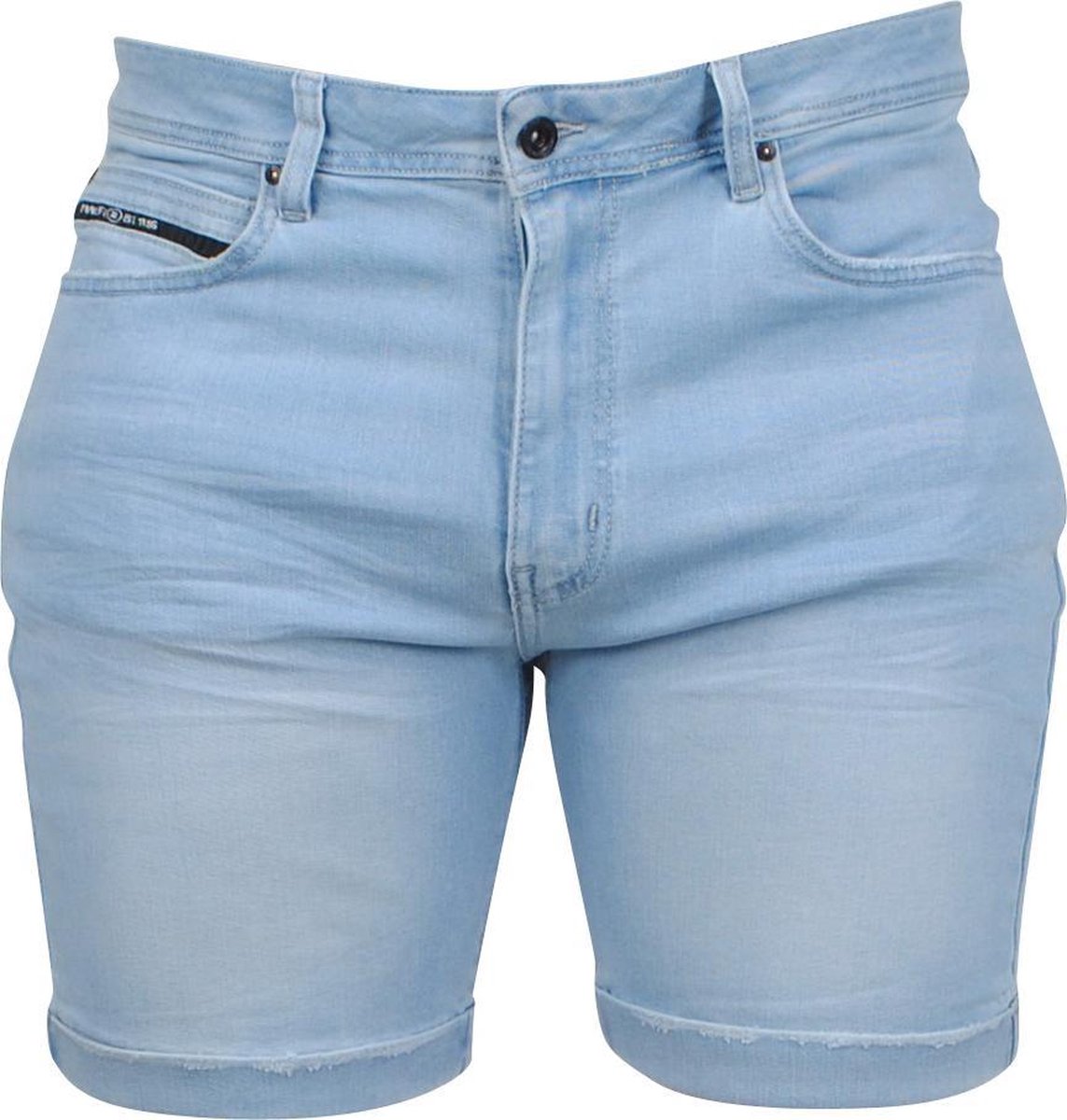 Twinlife - Heren Short - Denim - Stretch - Bleached Bleu