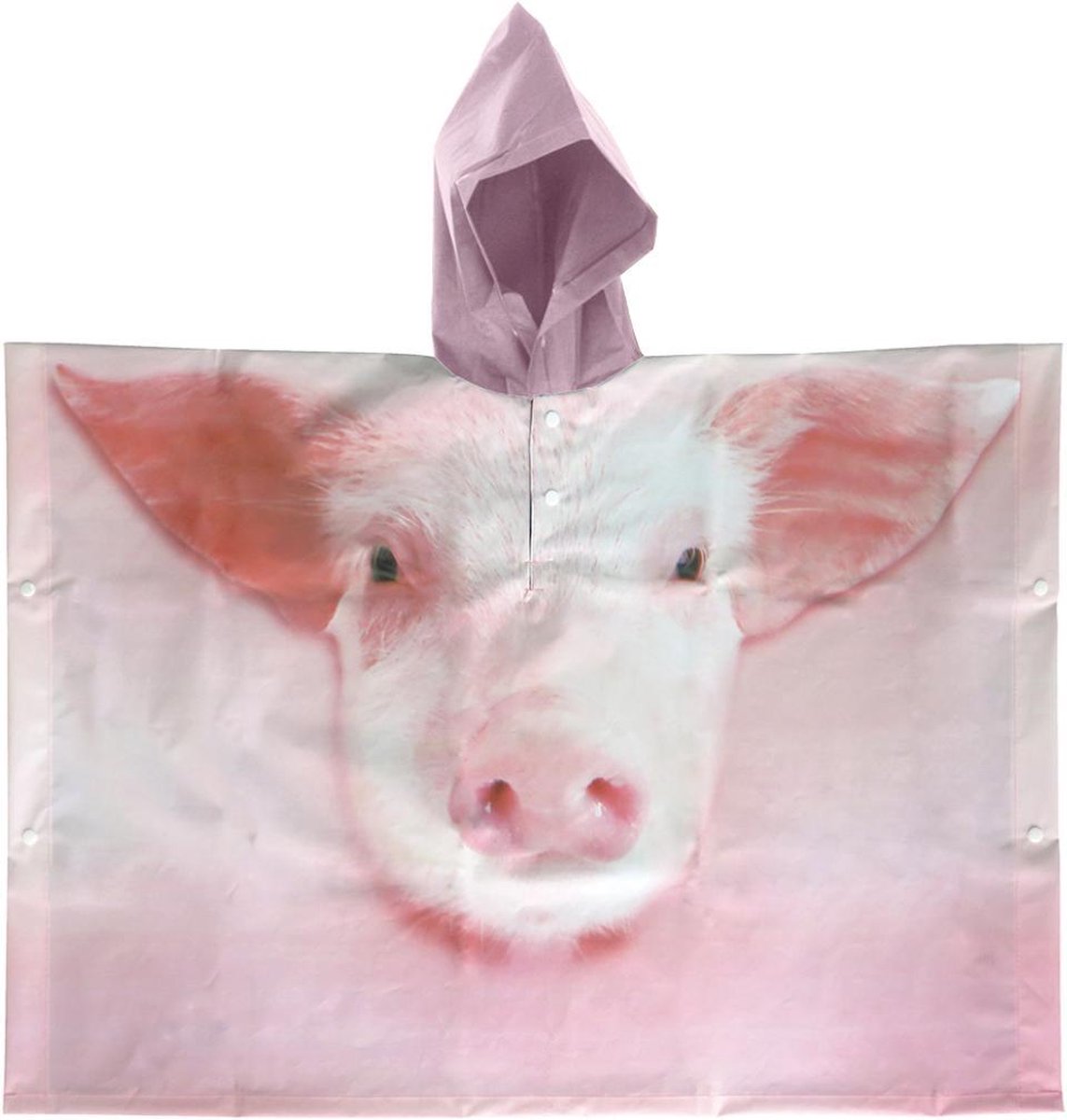 Kinder regenponcho met een biggetje.