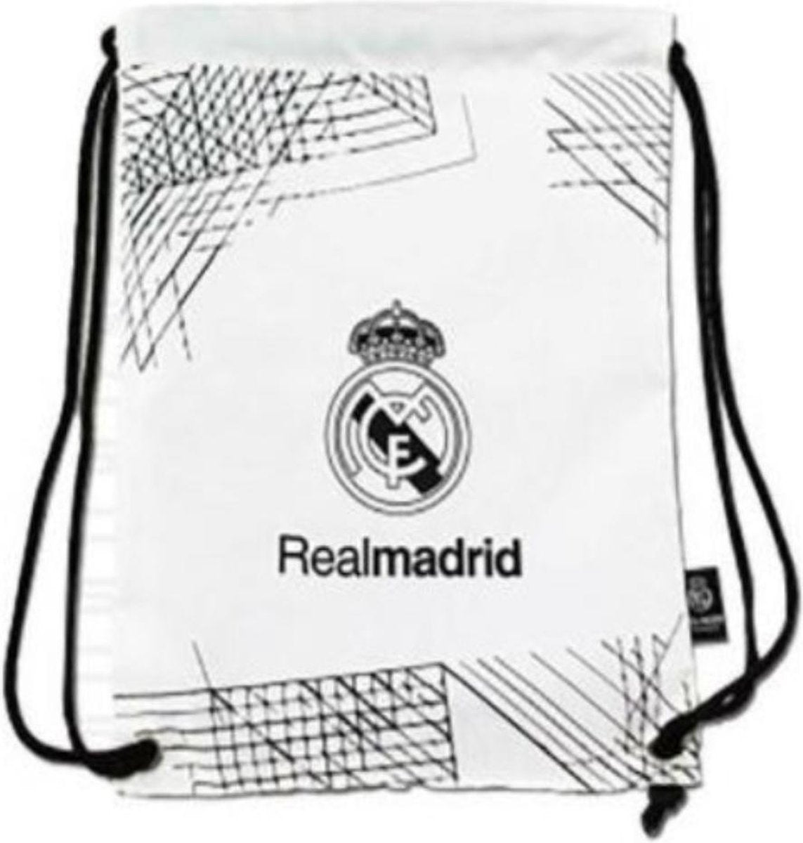 Real Madrid gymtas 43cm - zwemtas wit/ zwart logo