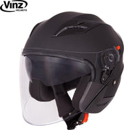 Vinz Navarra jethelm - Motorhelm - Mat Zwart - Maat S