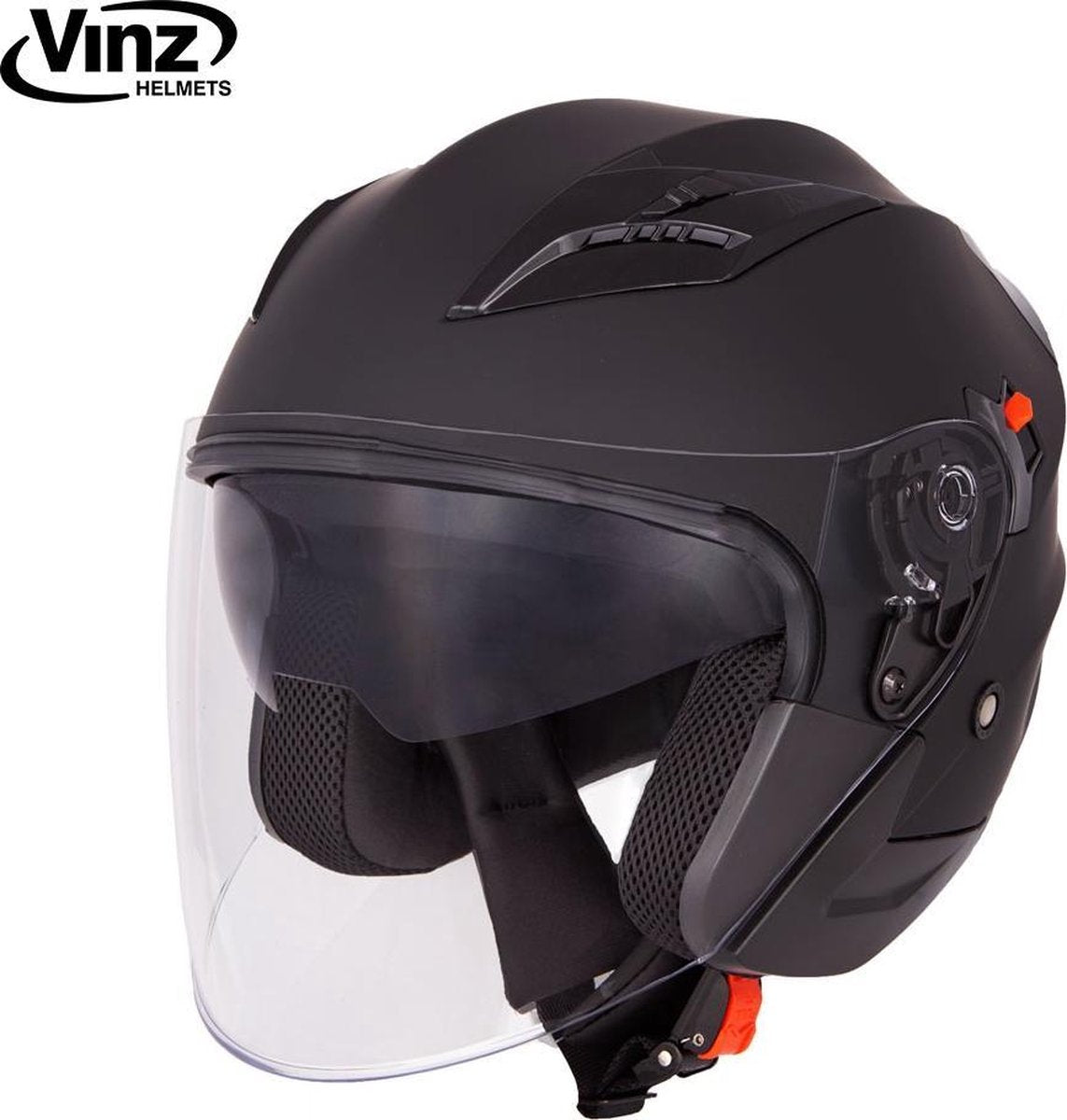 Vinz Navarra jethelm - Motorhelm - Mat Zwart - Maat S
