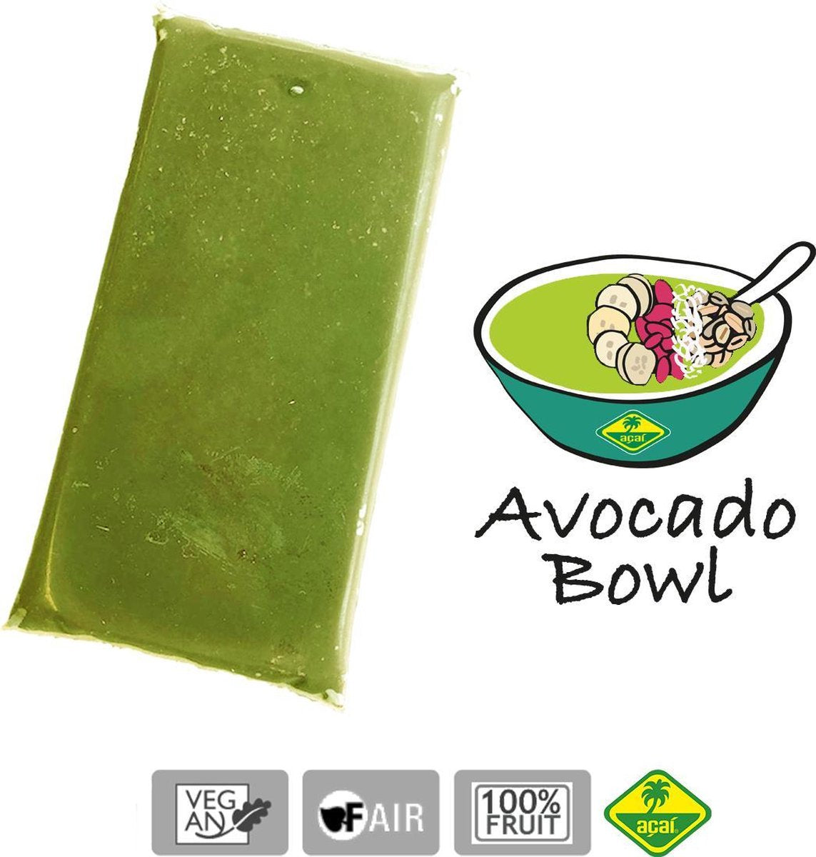 Avocado - Bevroren fruit puree (pulp) - Acai fine fruits club - puree 4 Kg (40 x 100 g)
