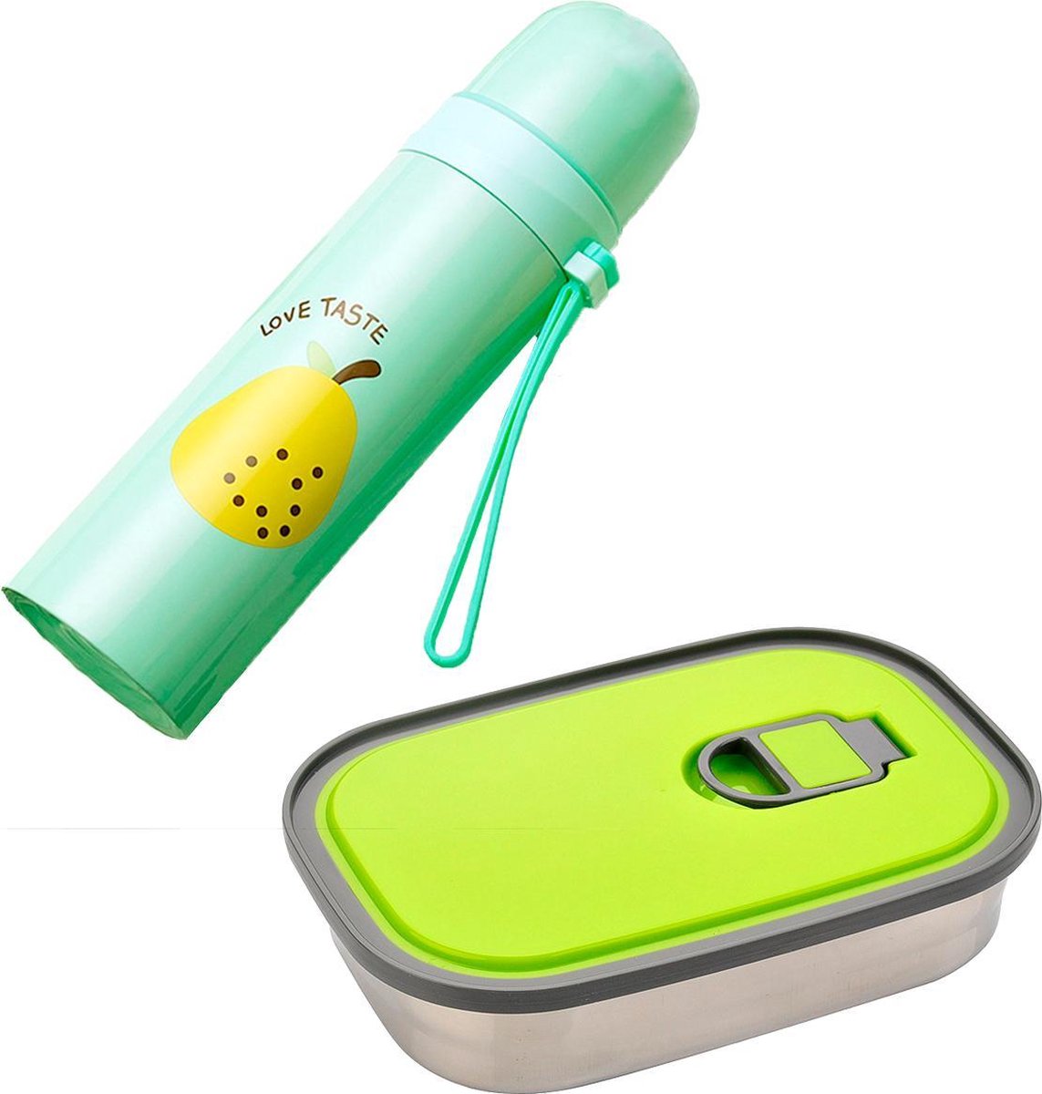 Thermosbeker 350ml en Broodtrommel Set Kind - Thermosfles / Reisbeker / Isoleerfles - Lunch Box