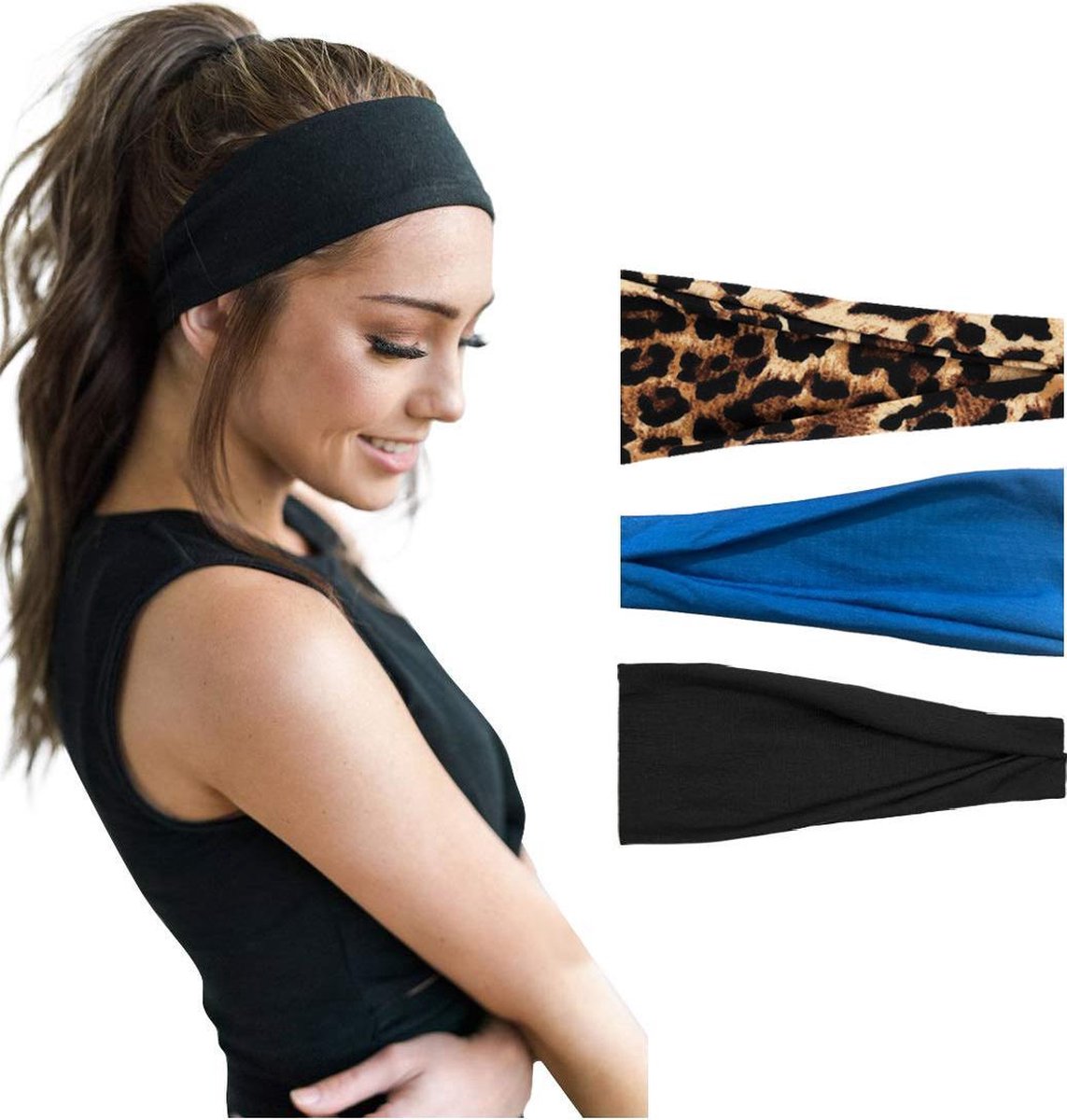 LIXINN®Set 3 stuks haarbanden - Sport haarbanden - Kleur 5 - Hoofdband dames - Volwassenen - Elastisch antislip - Yoga - Hardlopen - Haaraccessoires