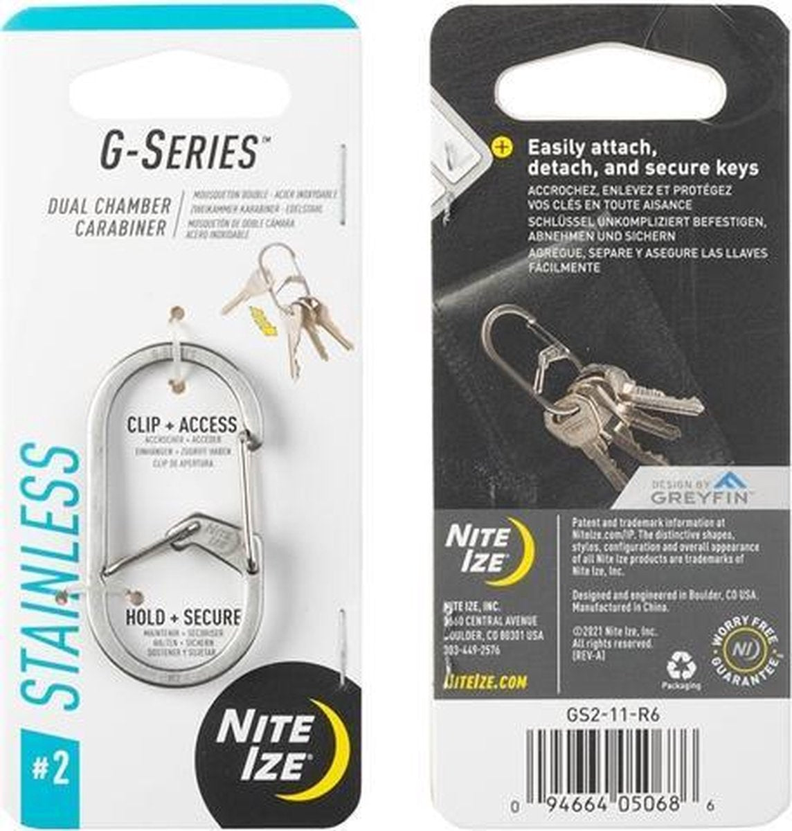 Nite Ize - G-Series Dual Carabinier - #2 - zilver