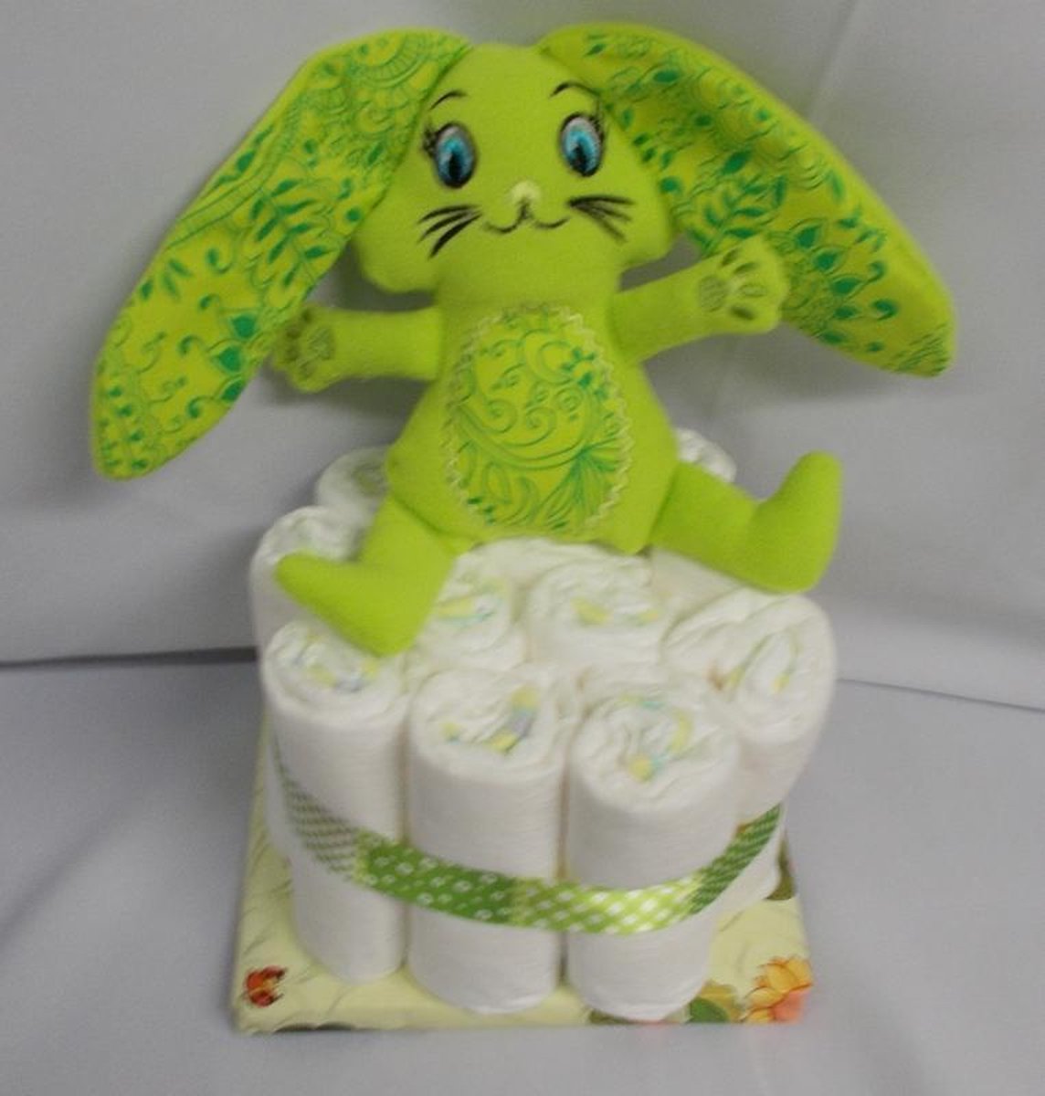 1 laag pampertaart bunny groen