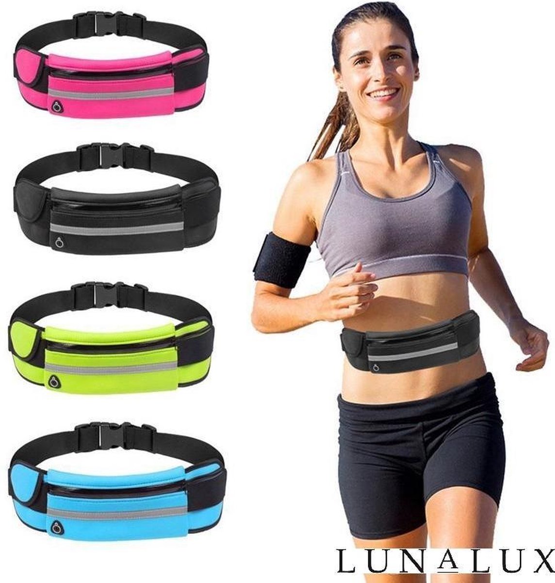 Sport heupband - Hardloopband - Heupgordel voor hardlopen - Sportband - Hardlopen telefoon houder - Drinkhouder - Blauw -  Sport