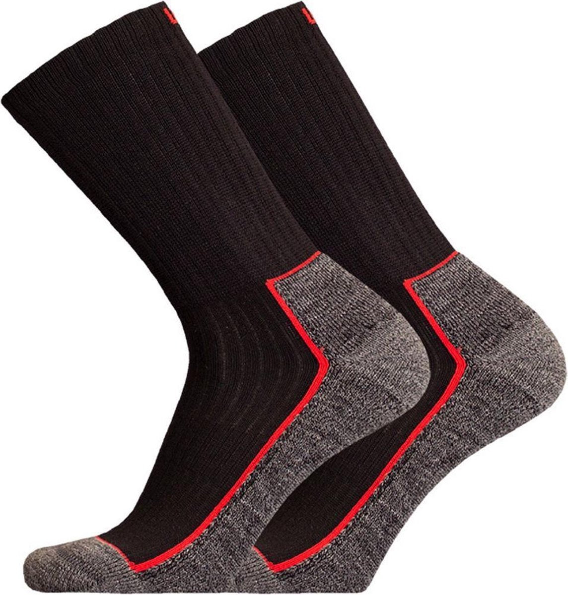 2-Pack UphillSport Stevige Wandelsokken 8386.199 - Zwart/Grijs - Unisex - Maat 35-38