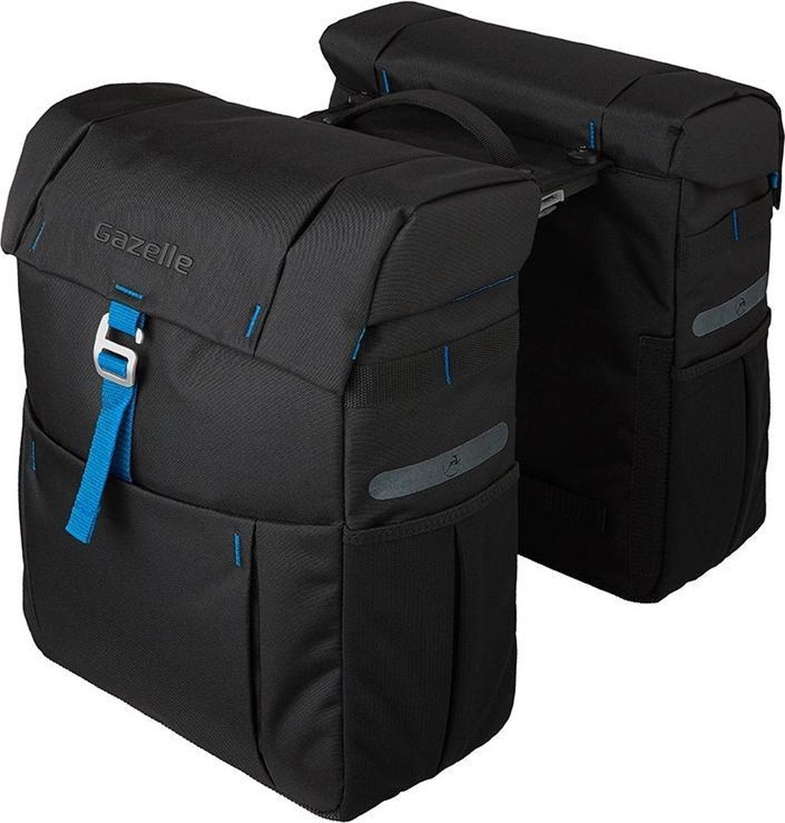 Dubbele fietstas Gazelle met MIK adapter - black/spark blue