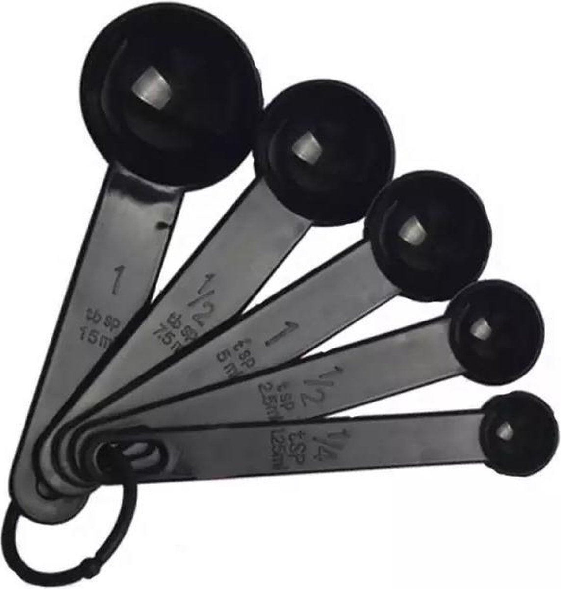 LOUZIR Maatlepel Set - 5-Delig - Keuken - 5-Delig Maatlepel Set – Zwart
