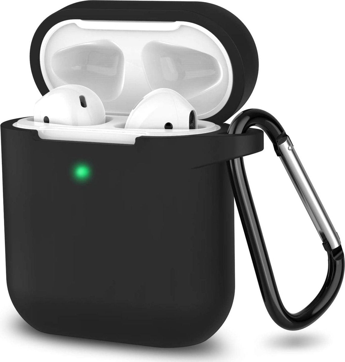 Apple Airpods hoesje - Siliconen beschermhoes met opdruk - 3.0 mm - Zwart