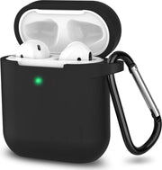 Apple Airpods hoesje - Siliconen beschermhoes met opdruk - 3.0 mm - Zwart