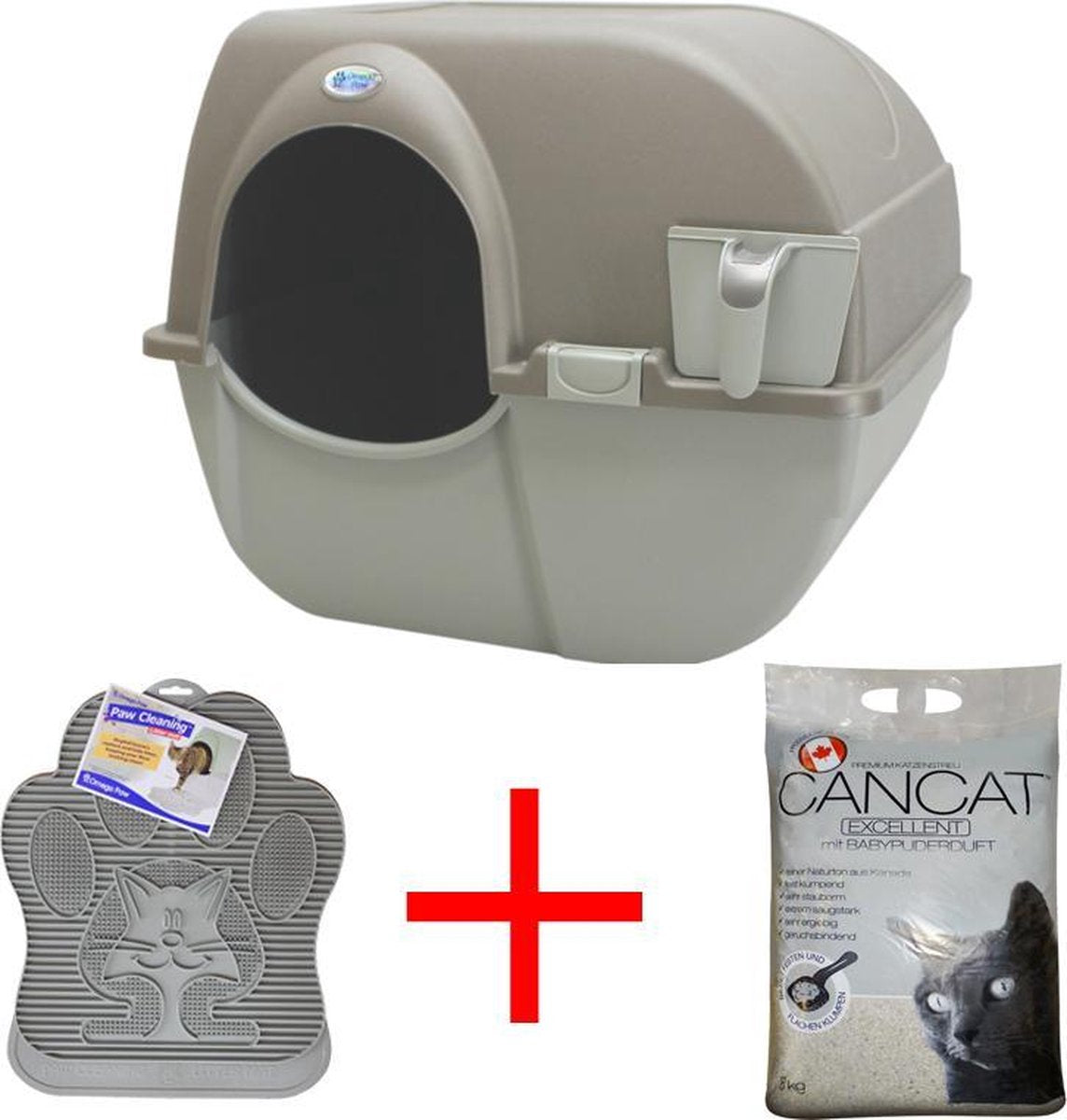 Omega Paw Zelfreinigende Kattenbak - L - bruin - incl. kattenbakmat + 8kg kattenbakvulling