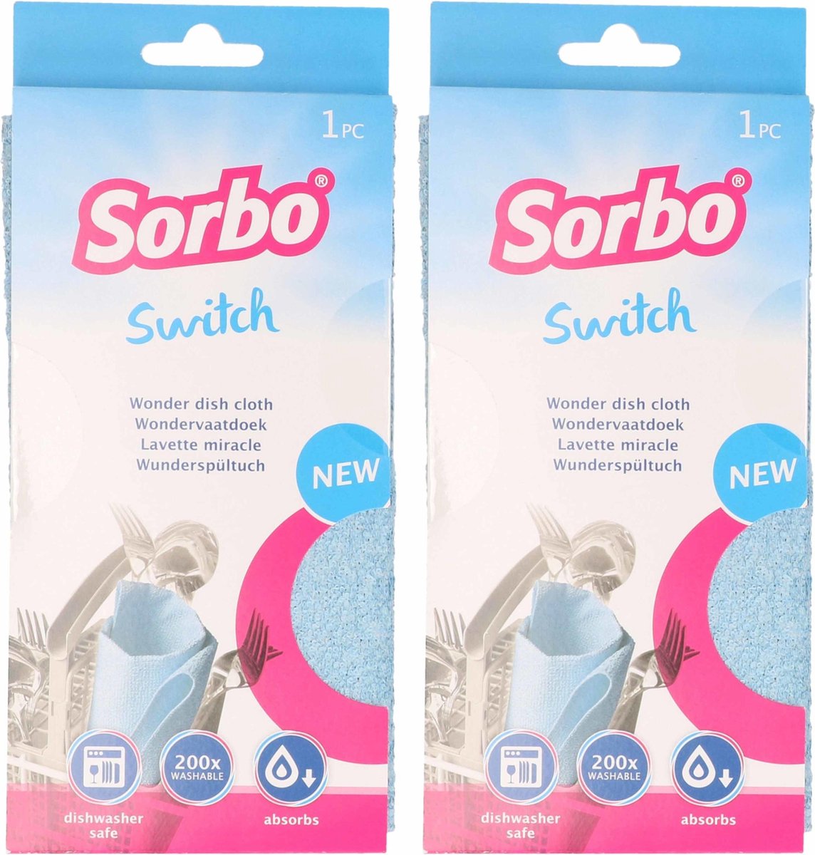 2 xSorbo switch microvezel wonder vaatdoek 32 x 38 cm - Microvezeldoeken - Wonderdoekjes - Schoonmaakdoekjes