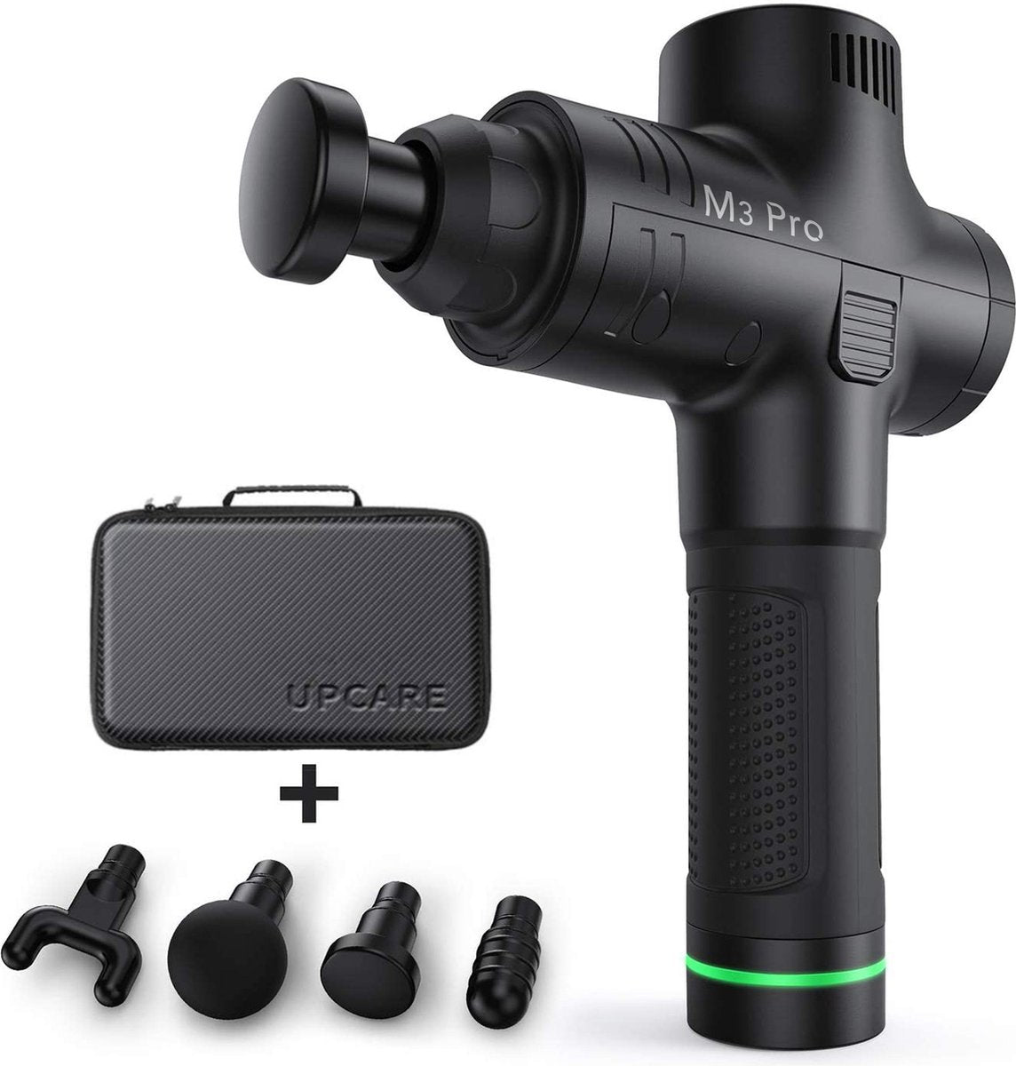 Upcare M3 Pro Massage Gun - 4 Opzetstukken - Zwart
