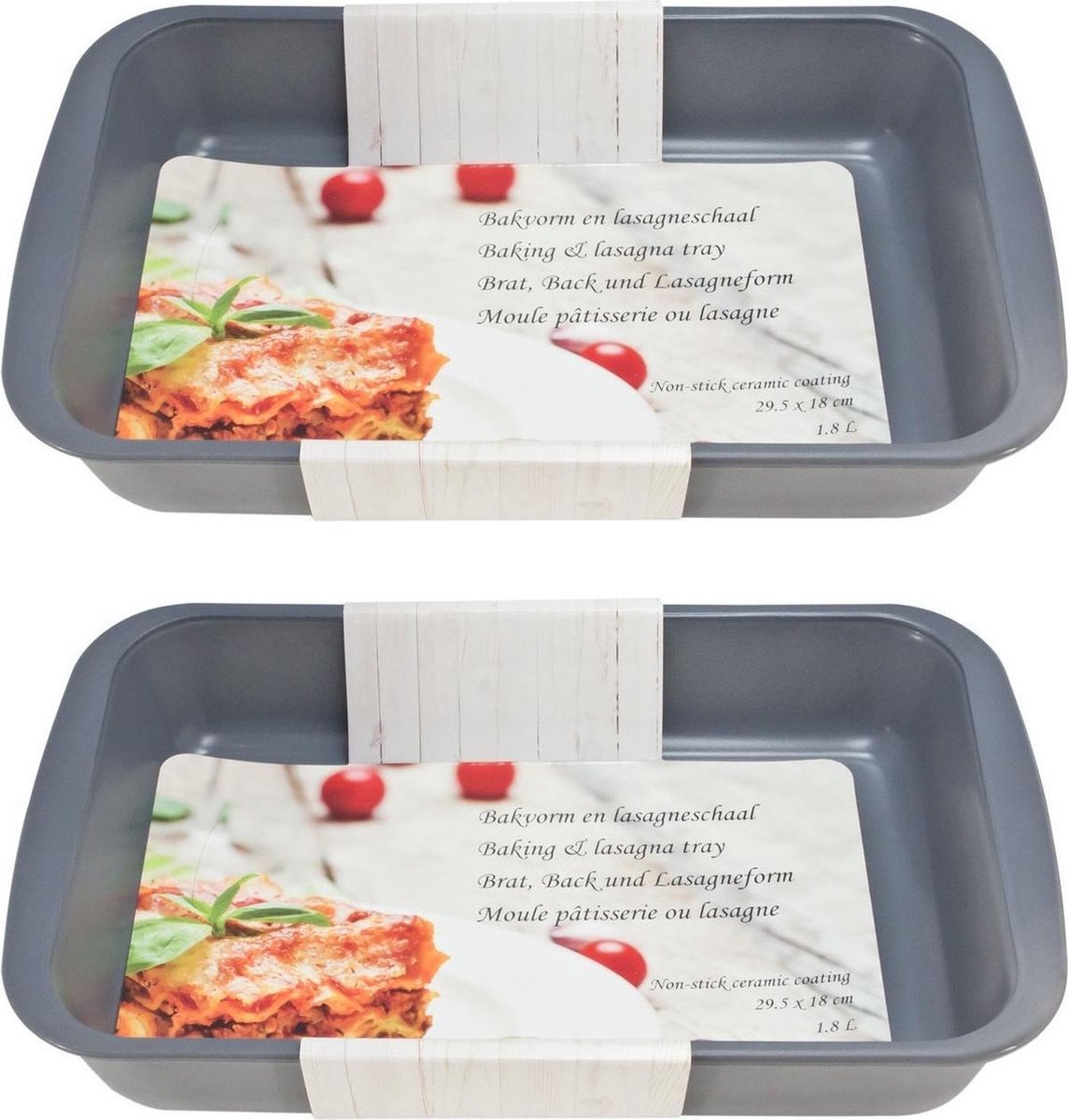 2x Zwarte rechthoekige glazen ovenschaal 1