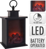 S.I.A. Decoratieve Led Lantaarn met Open Haard Effect op Batterijen 24 cm