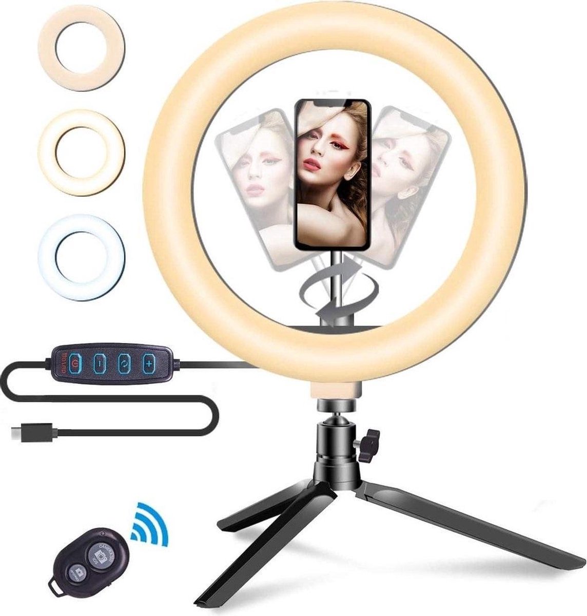 Soundlogic Selfie Ringlicht - Met standaard - Statief - Telefoonstatief - Witlicht