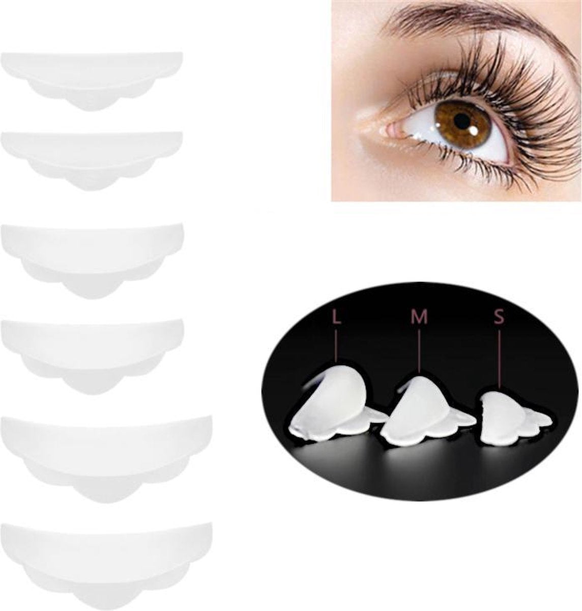 GEAR 3000® wimperlifting pads voor lash lift kit - wimperlifting set - herbruikbaar - 6 stuks