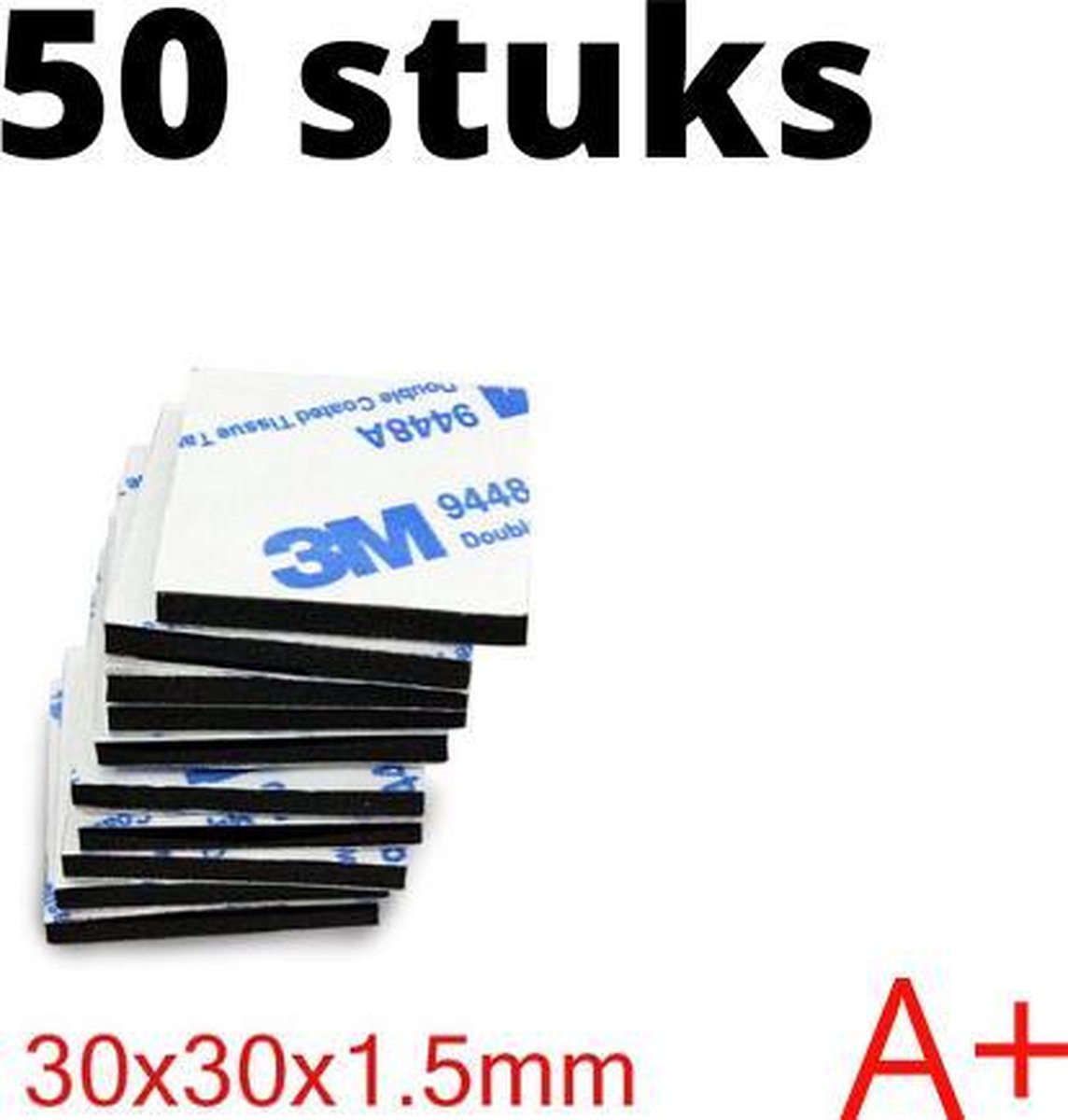 Dubbelzijdige Stickers 3M - 50 STUKS - Plakkers - Extra Sterk - Ophangen Poster en Foto - Knutselen - 30 x 30 x 1.5 mm - Plakkertjes - Klevers - Montage - DIY