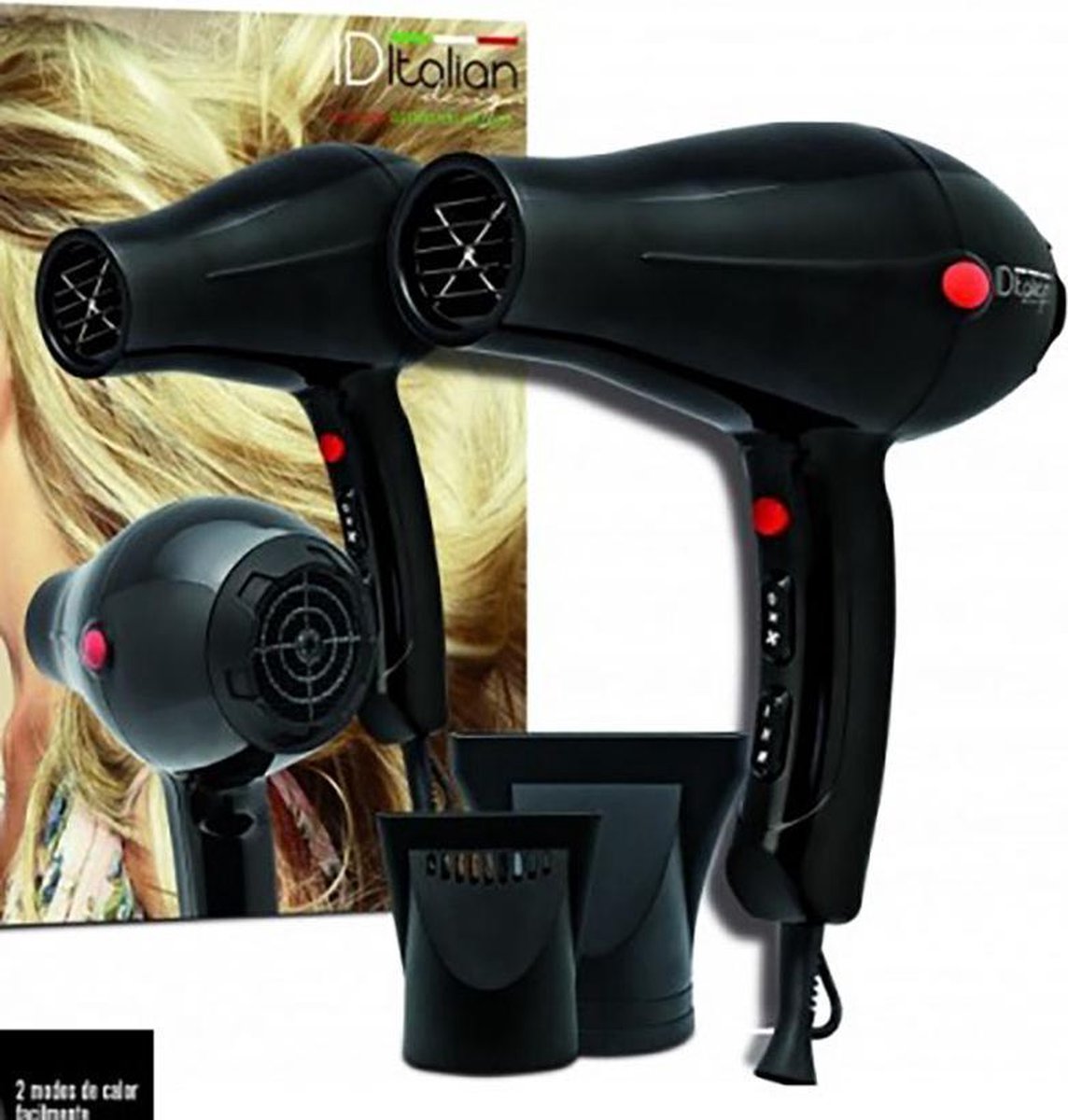 ID Italian IDE2200COMPACT haardroger Zwart 2200 W