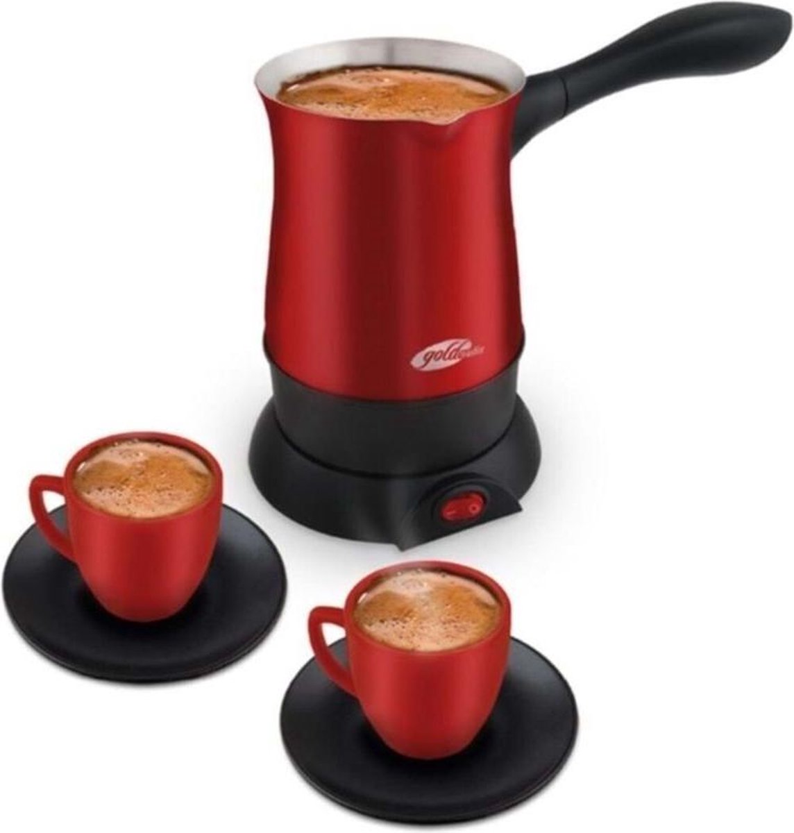 GoldMaster GM-7384 Hoşsohbet rood met twee rode kopjes