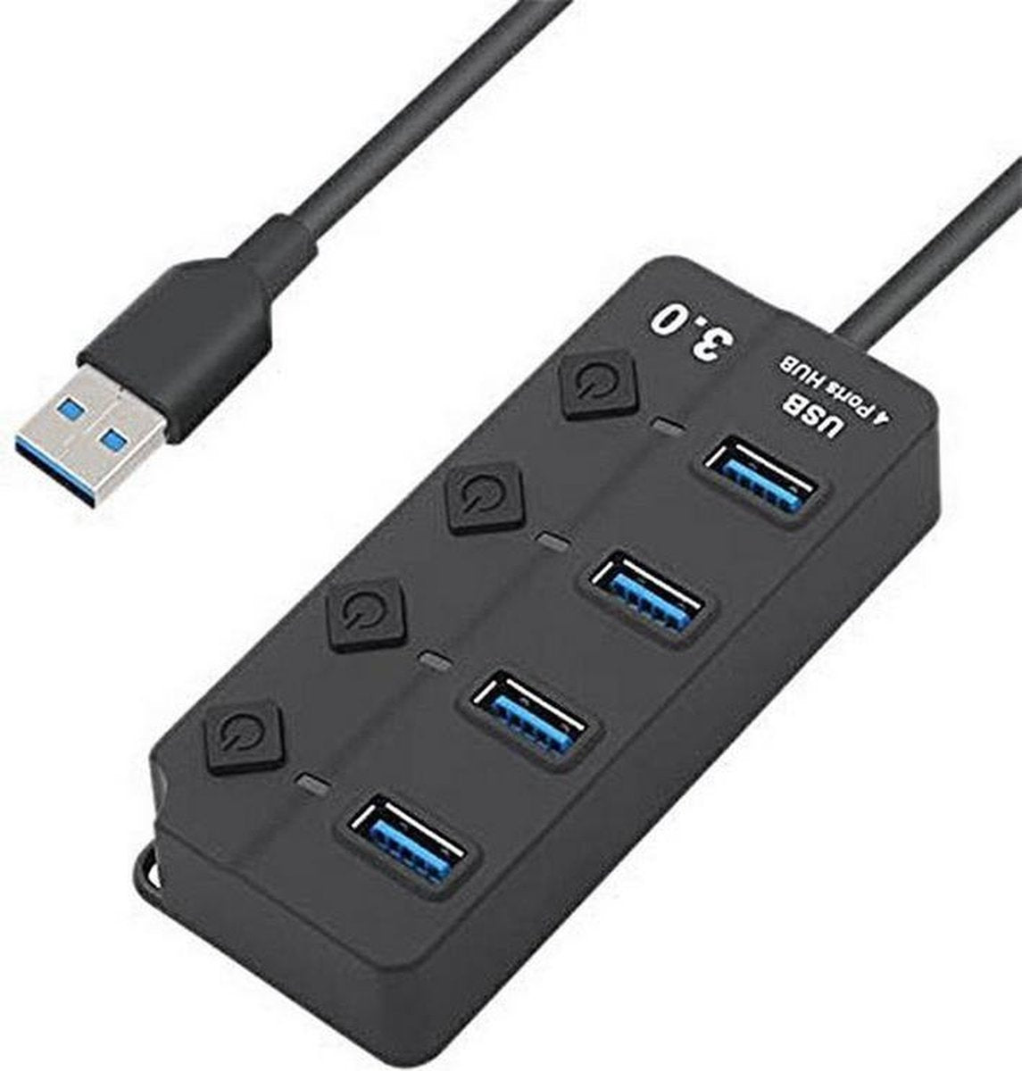 4 Poorts USB 3.0 Hub / Switch / Splitter / Verdeler - Met Aan/Uit Schakelaar