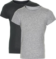 Minymo T-shirt Meisjes Katoen Zwart/grijs 2 Stuks Maat 98