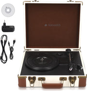 Vinyl platenspeler in retro koffer design beige/crème - Aktetas stijl met 2 ingebouwde luidsprekers - Vinyl naar MP3 conversie