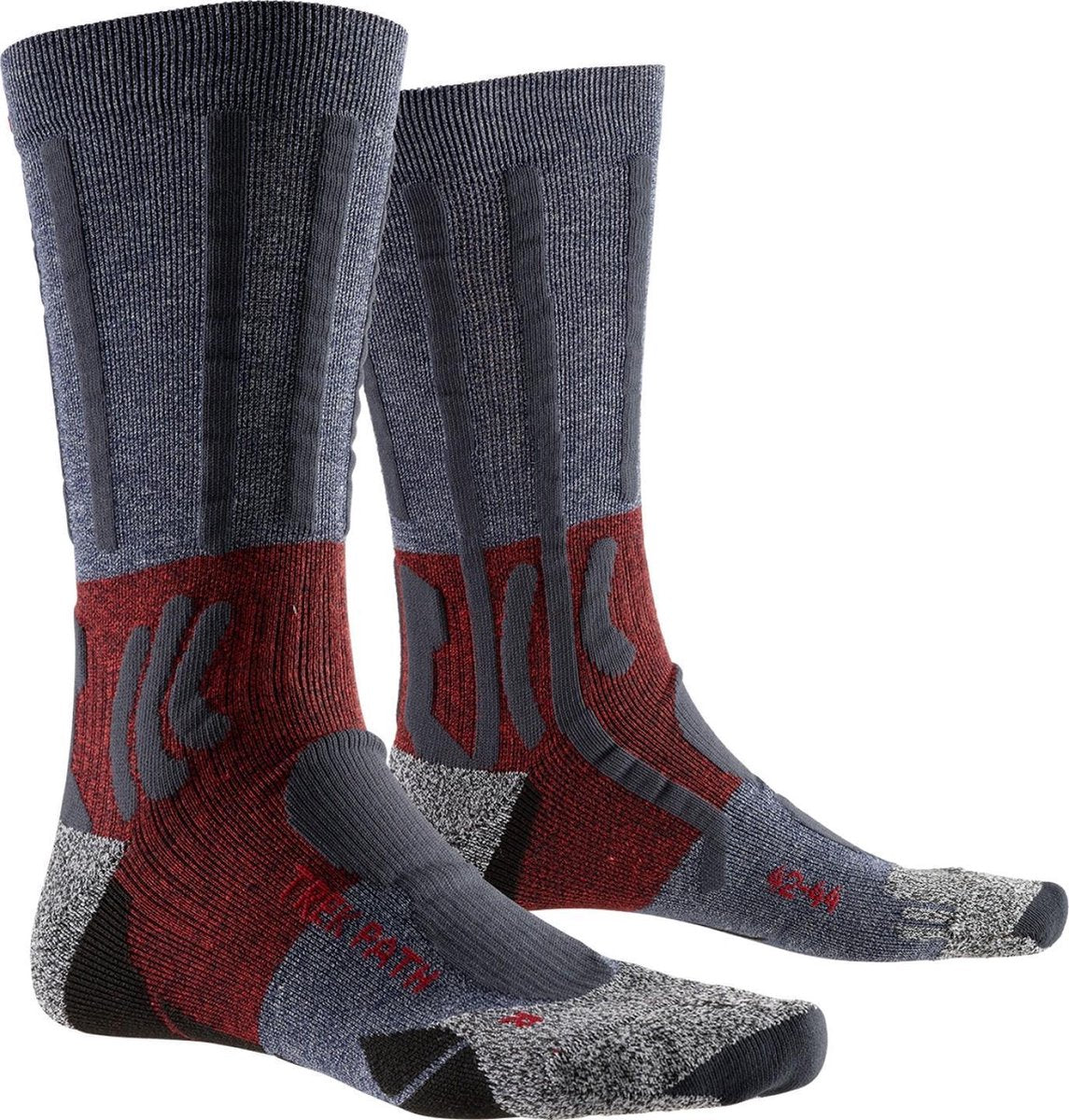X-socks Wandelsokken Trek Path Nylon Grijs/rood Maat 45/47