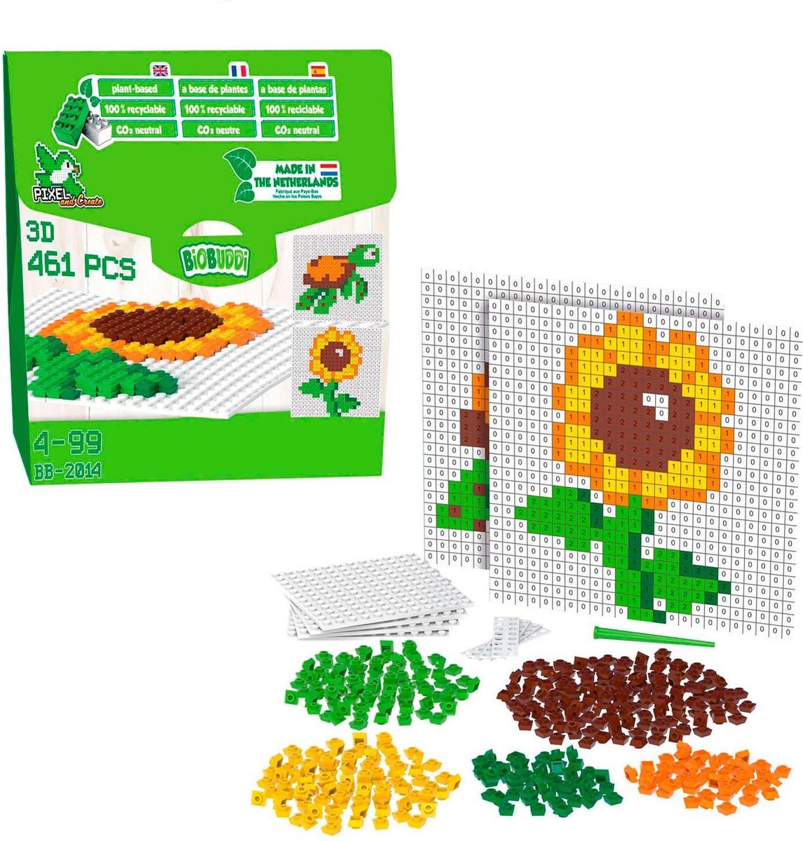 BIOBUDDI BB-2014 Pixels-Create Flower and Turtle Building Blocks