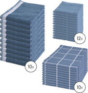 Byrklund Set Blauw - 10x Theedoek 50x70cm + 10x Keukendoek 50x50cm + 12x Vaatdoek 30x30cm