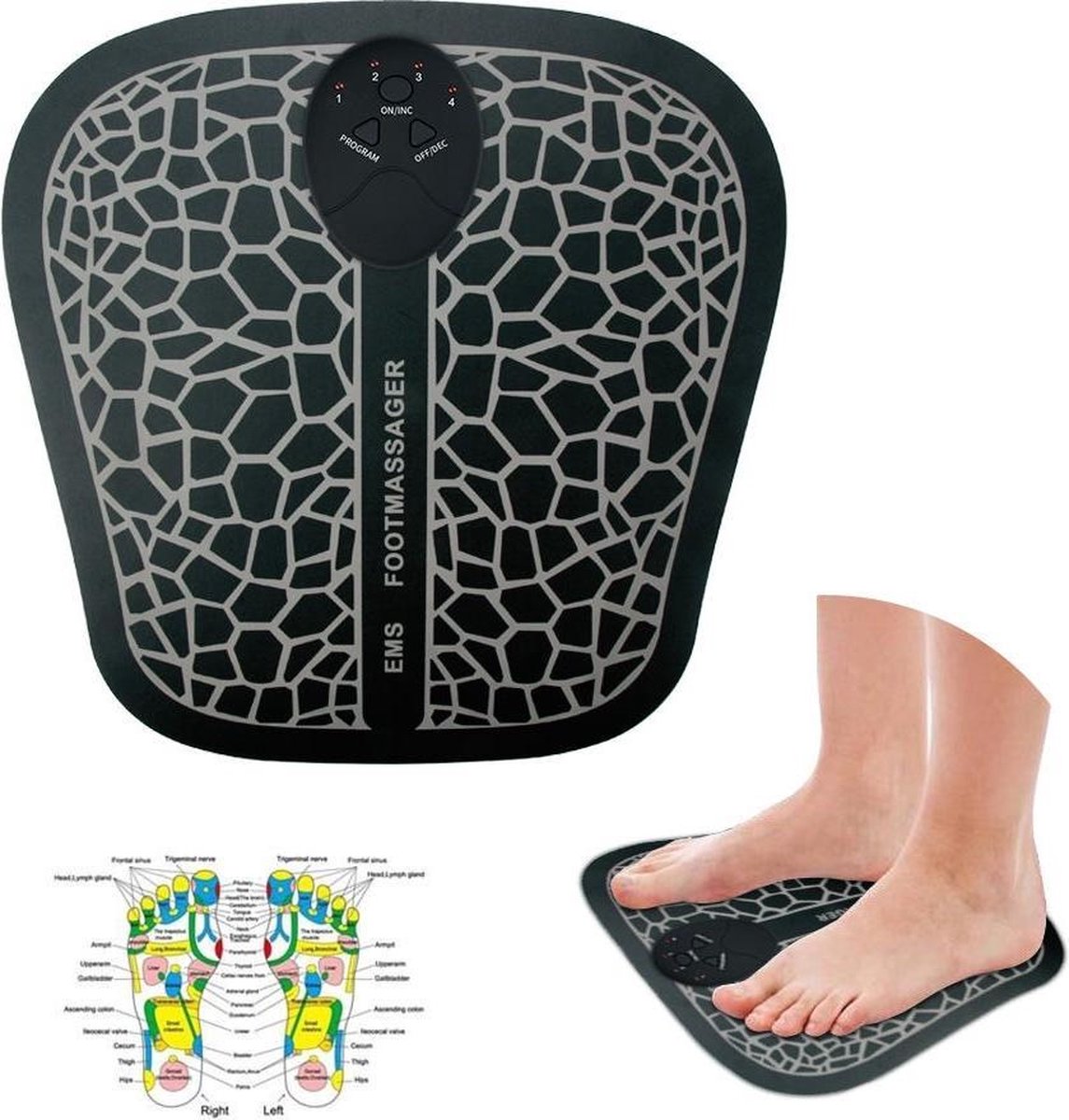 YQB - Voetmassage Apparaat - Professionele Bloedcirculatie Apparaat  - Voetmassage Apparaat - stimuleert bloedsomloop voor voeten -EMS - Acupressuur Verbetering Bloedsomloop – Kuiten Trainer  - EMS Trainer –- Draadloos - Compact-usb voetmassagemat