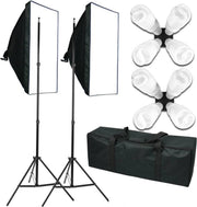 2x fotostudio softboxen met statieven en 8 fotostudio lampen