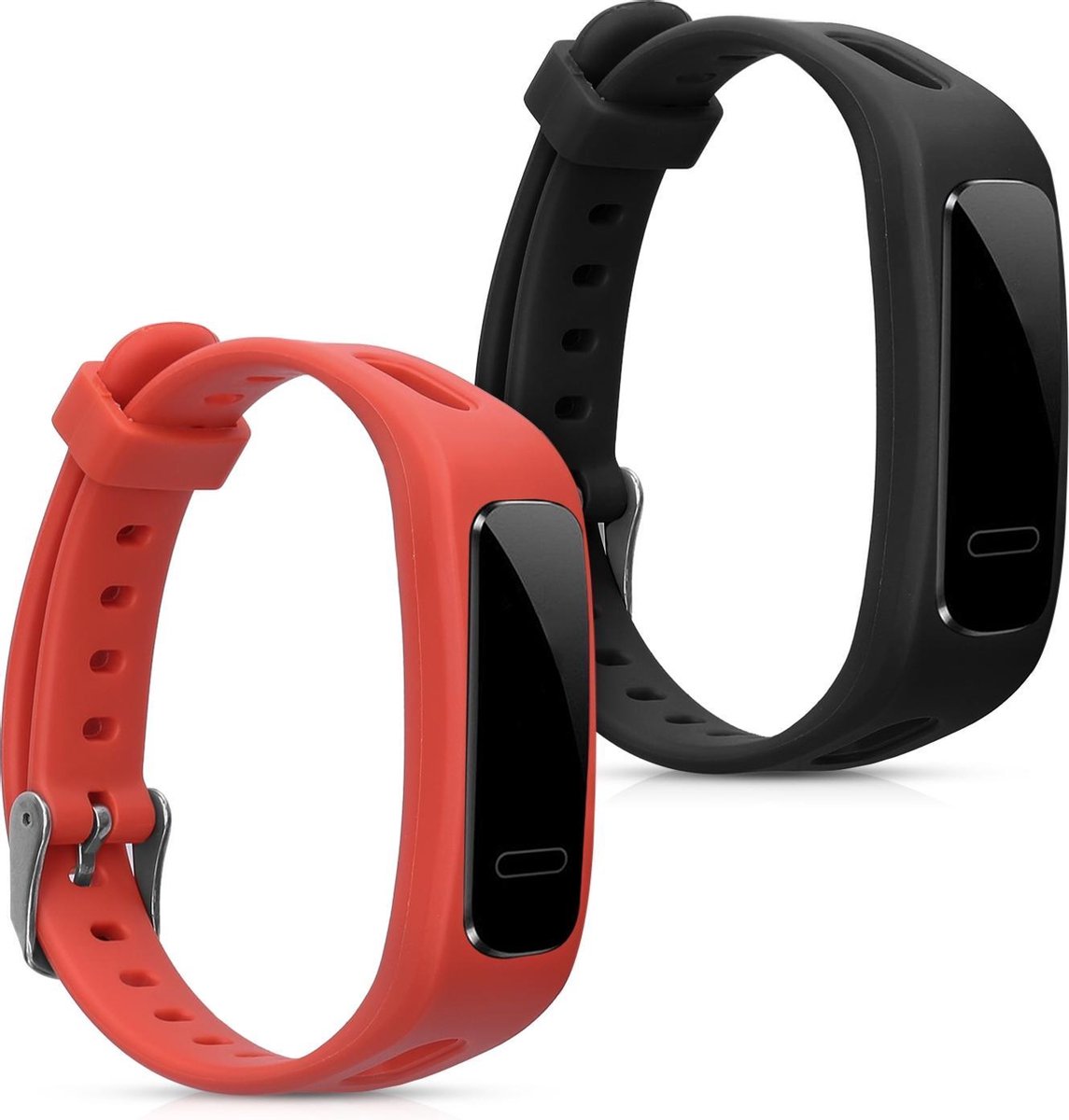 kwmobile 2x horlogeband voor Honor Band 3e - siliconen band voor fitnesstracker - zwart / oranje