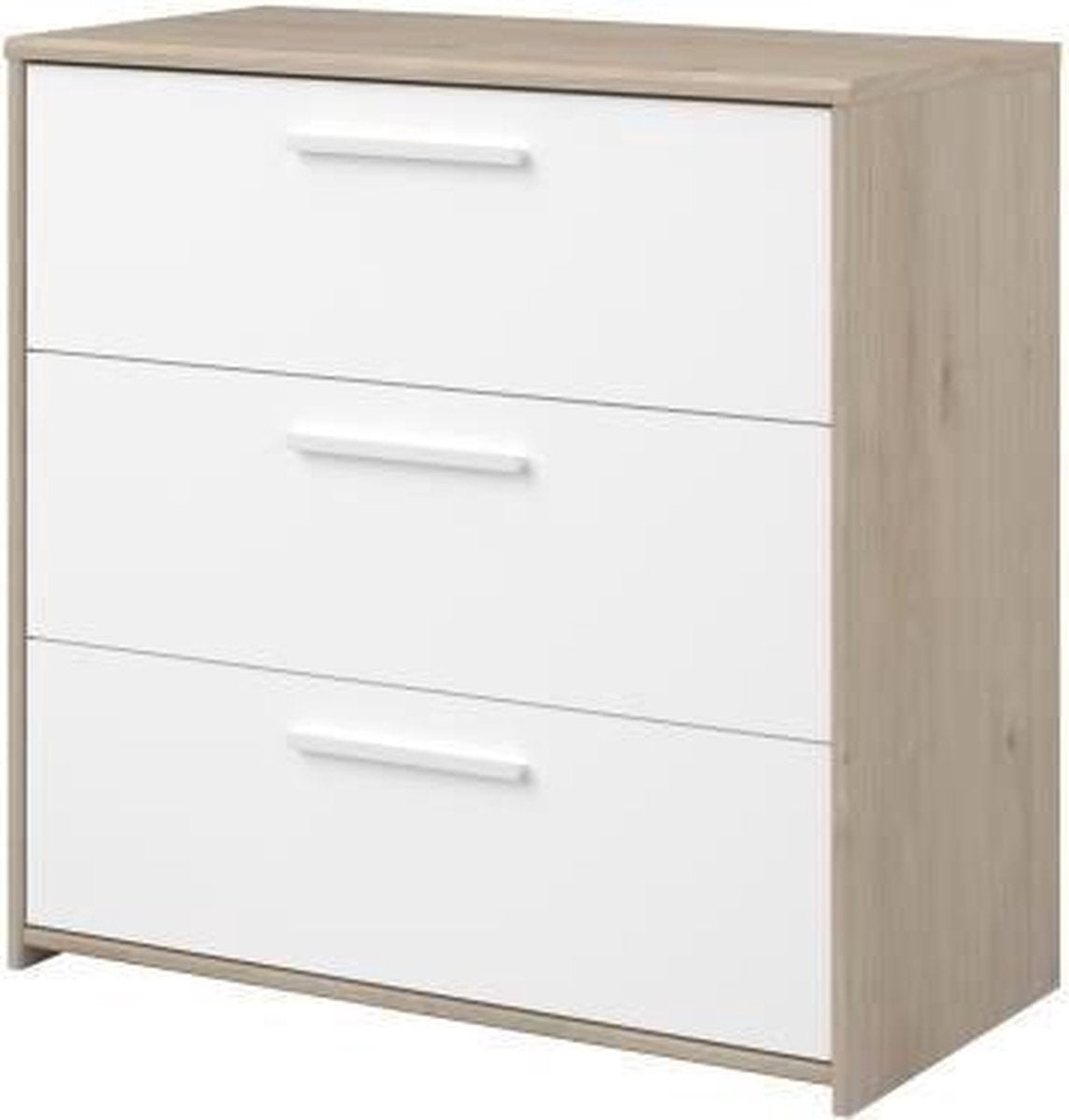 LIAM Kinderkist met 3 lades - decor van Jackson en wit eiken - L80 cm