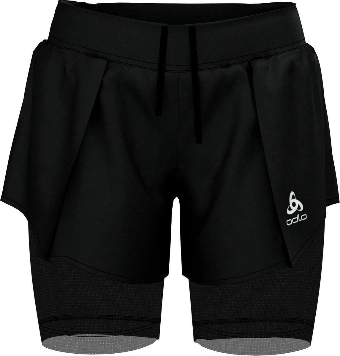 Odlo 2-In-1 Shorts Zeroweight Ceramicool Pro Dames Sportbroek - Black - Maat XS