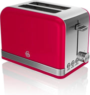 Swan Retro Broodrooster - 2 Sneden - Rood