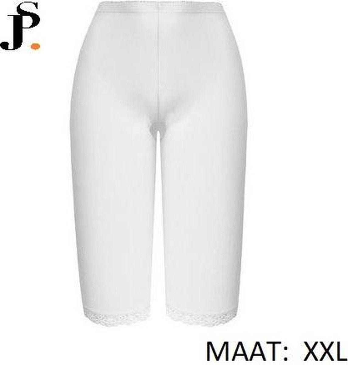 DAMES  LEGGING /DRIEKWART/HIGH WAIST/MET KANT/KATOEN/BASIC /WIT/ MAAT XXL