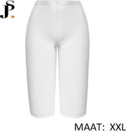 DAMES  LEGGING /DRIEKWART/HIGH WAIST/MET KANT/KATOEN/BASIC /WIT/ MAAT XXL